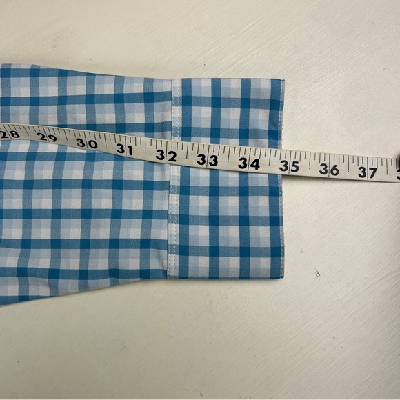 Mizzen+Main Leeward Shirt Mens Large Trim Blue White Check Long Sleeve Stretch - Picture 6 of 6